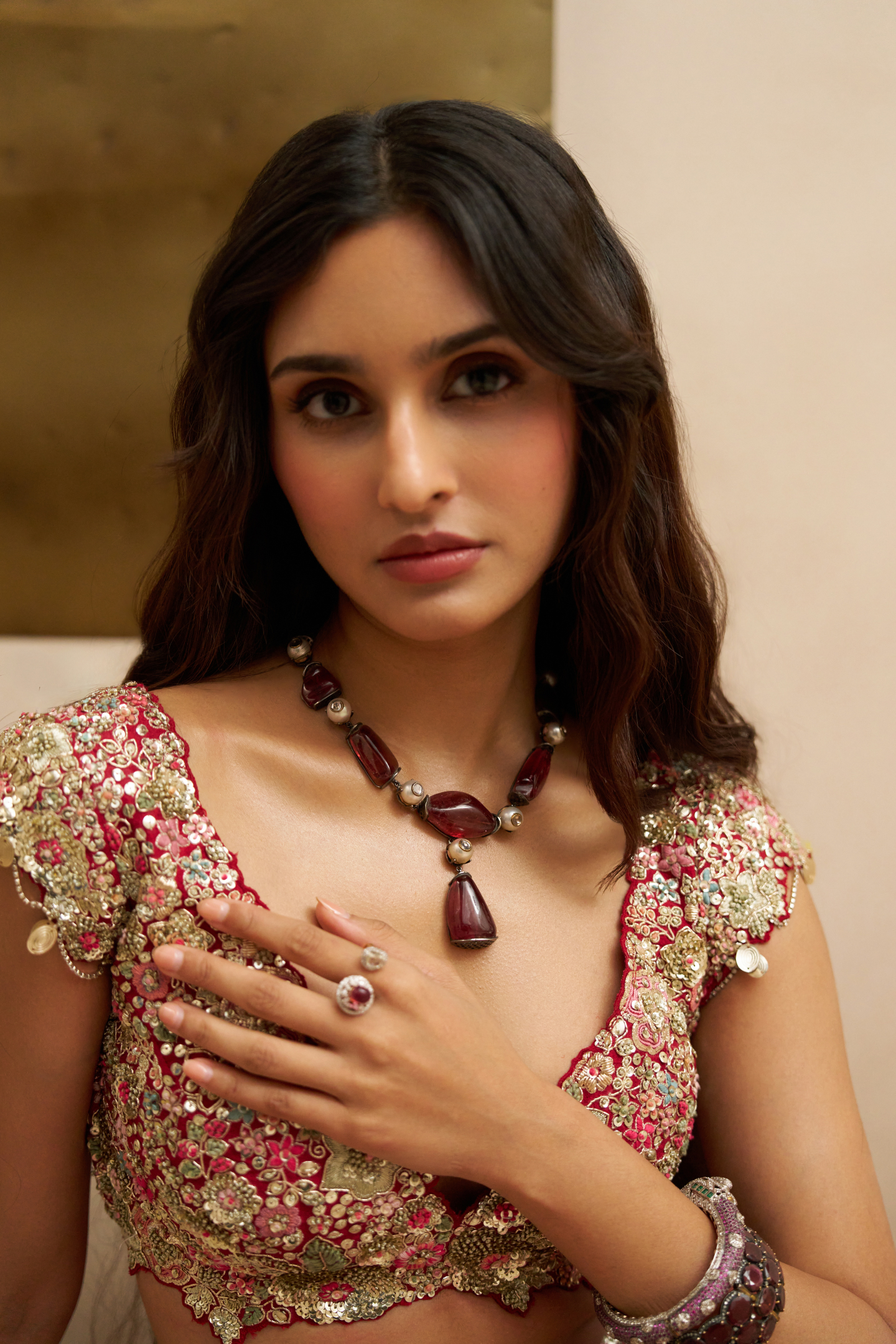Deep Berry Blossom Bridal Lehenga Set