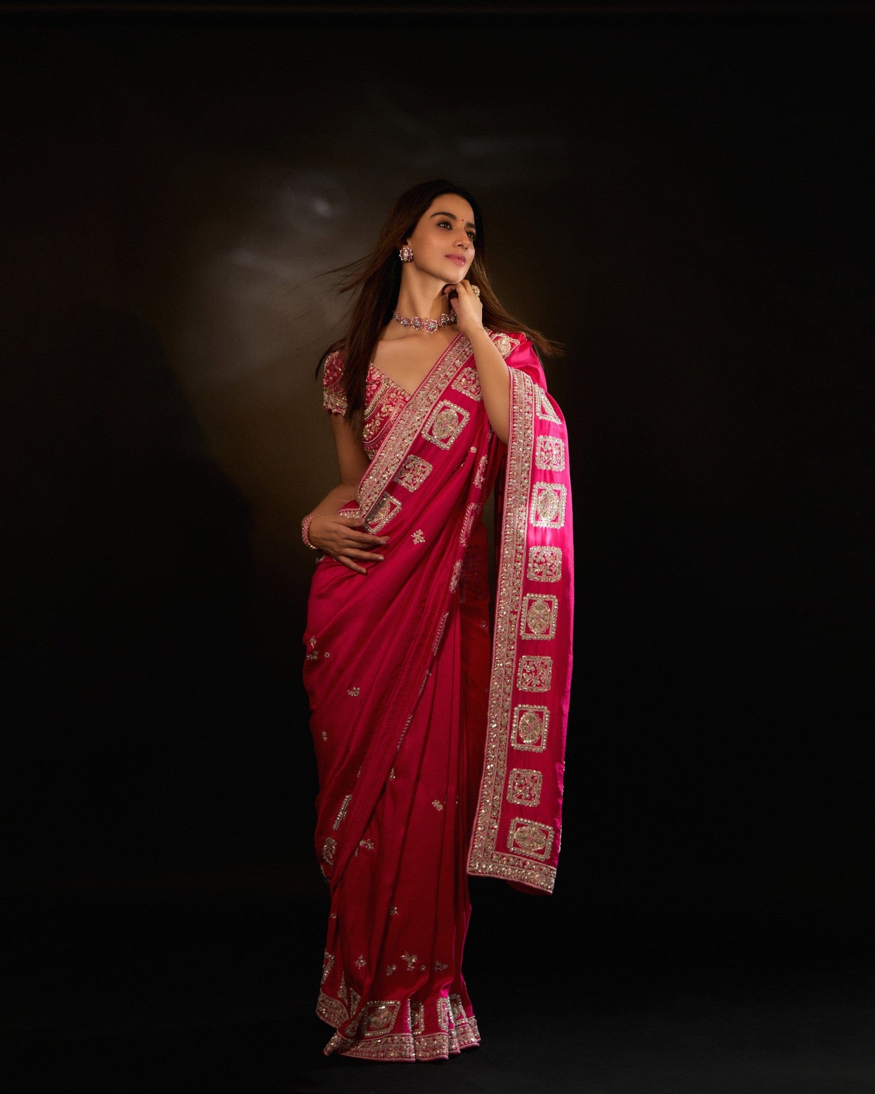 Scarlet Embroidered Saree Set