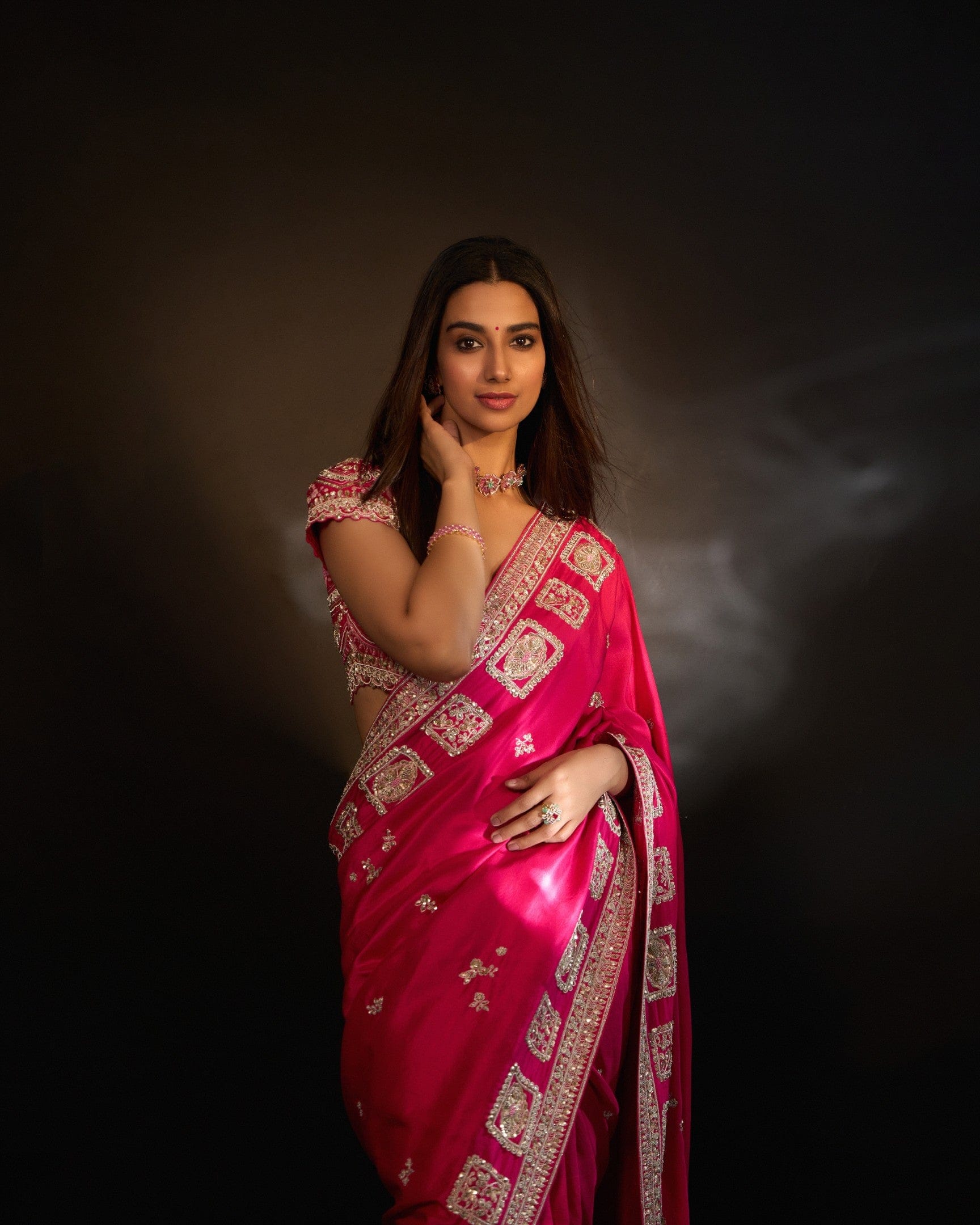 Scarlet Embroidered Saree Set