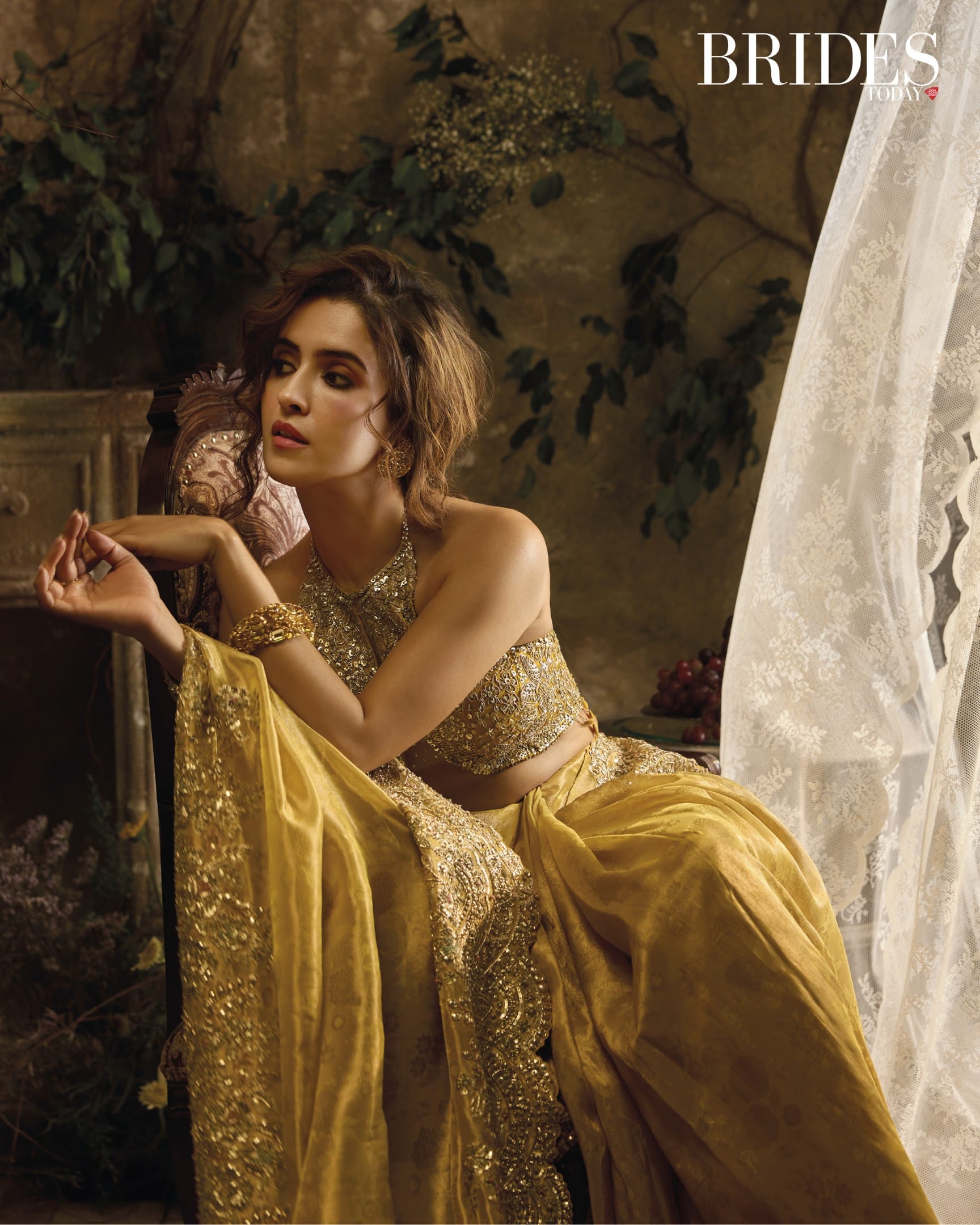 Honey Gold Tissue Saree Set