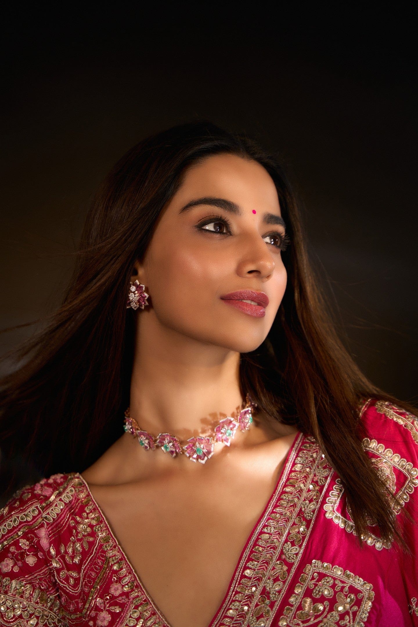 Scarlet Embroidered Saree Set