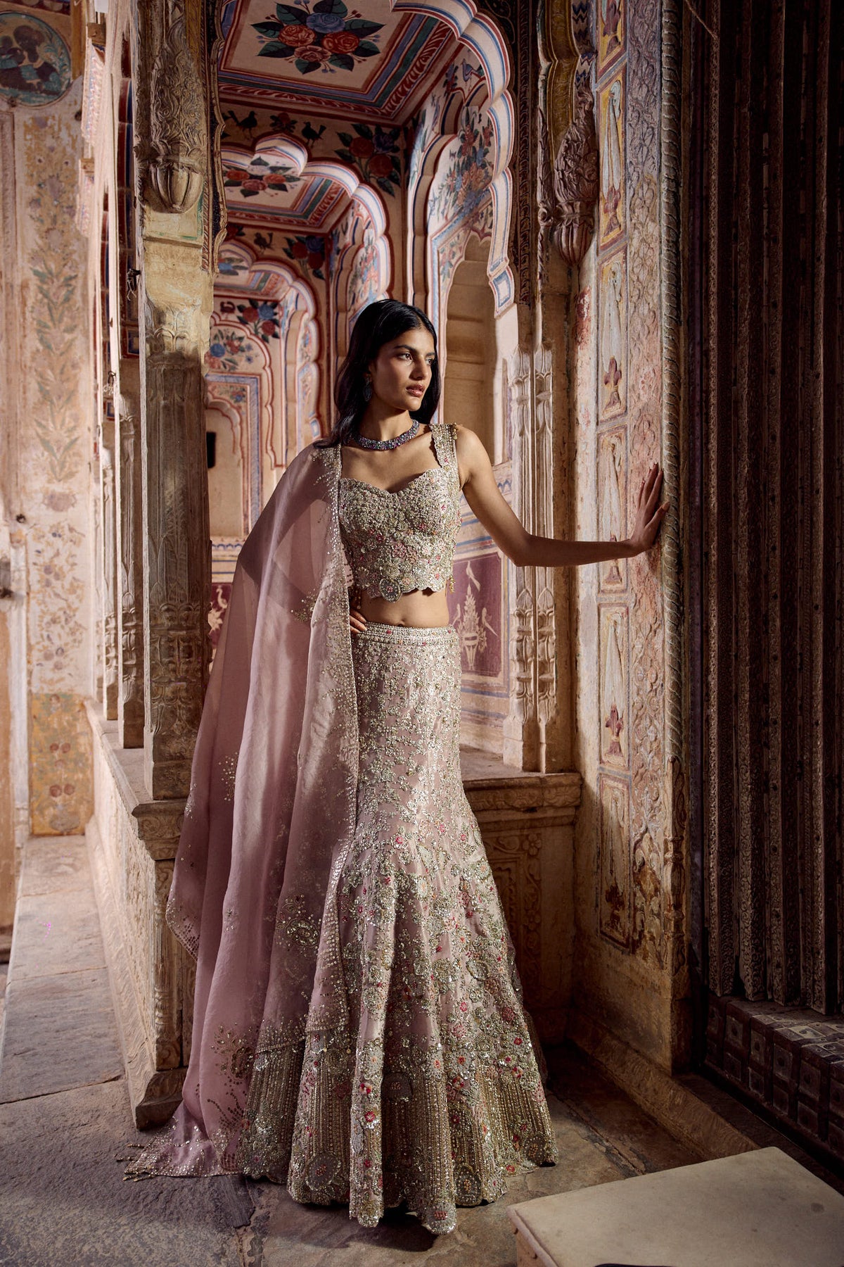 Camellia Pink Embroidered Lehenga Set