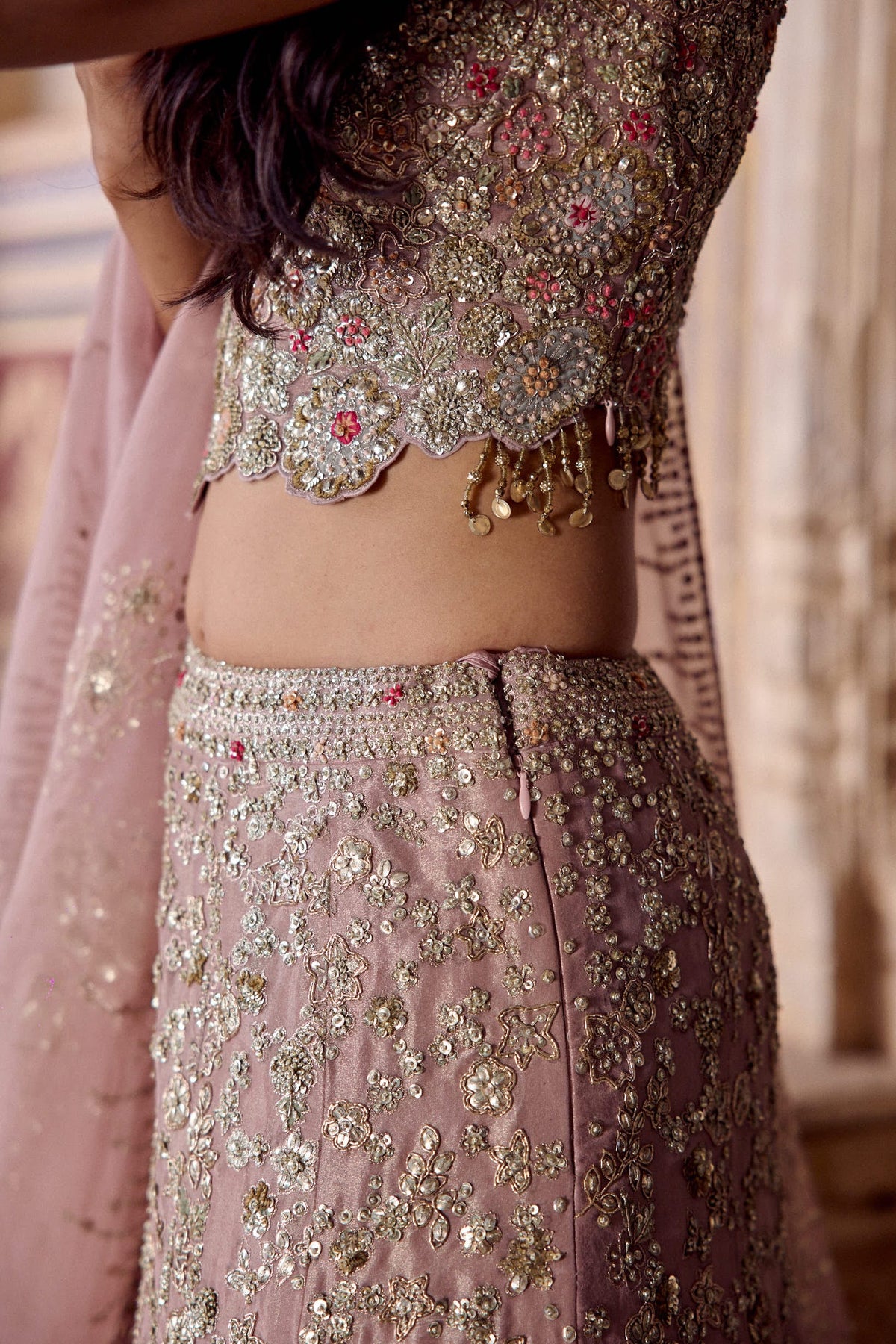 Camellia Pink Embroidered Lehenga Set