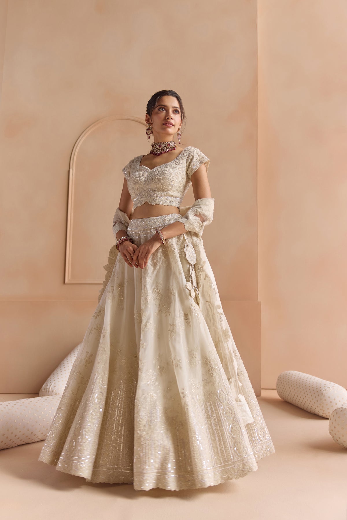 Ivory Organza Lehenga Set