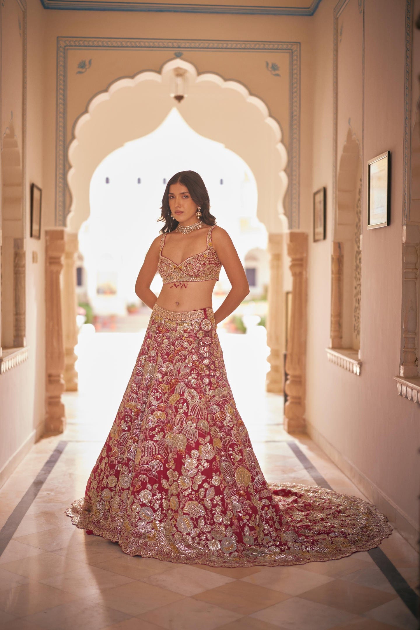 Cut Ruby Trail Lehenga Set