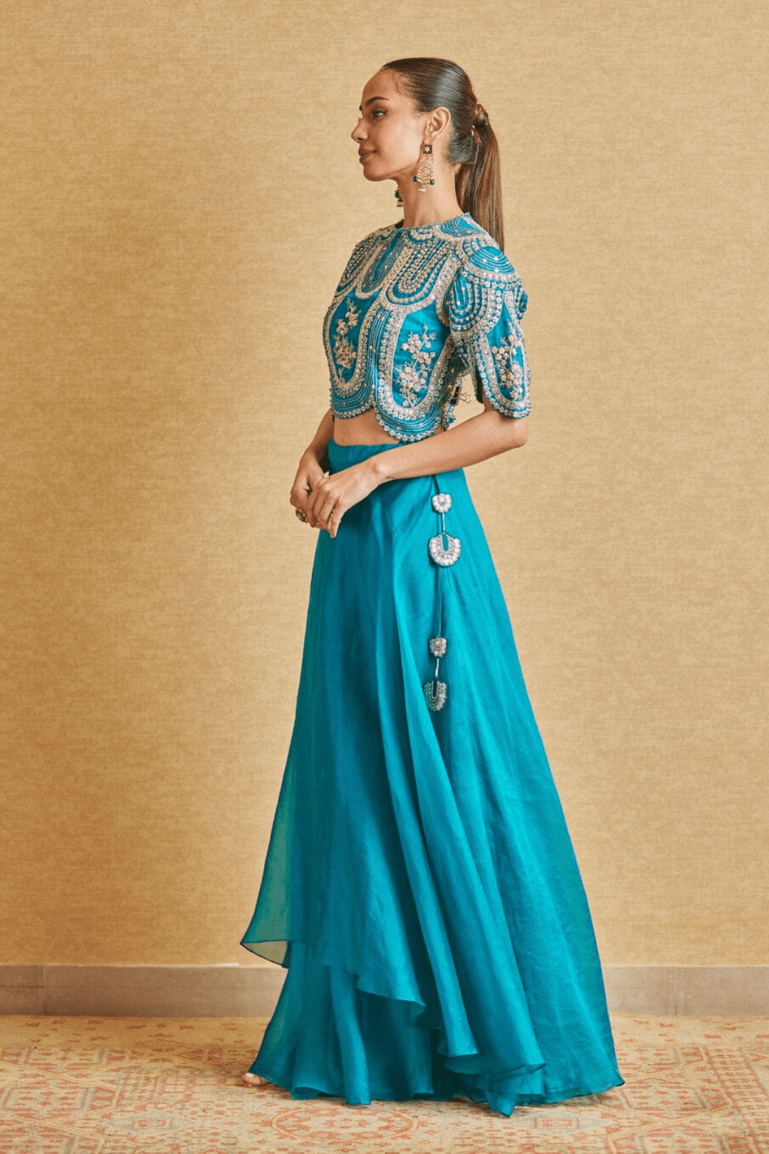 Pine Embroidered Top & Skirt