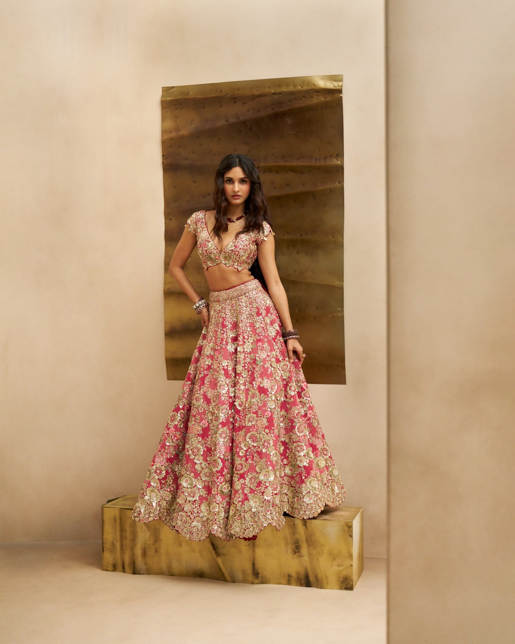 Deep Berry Blossom Bridal Lehenga Set