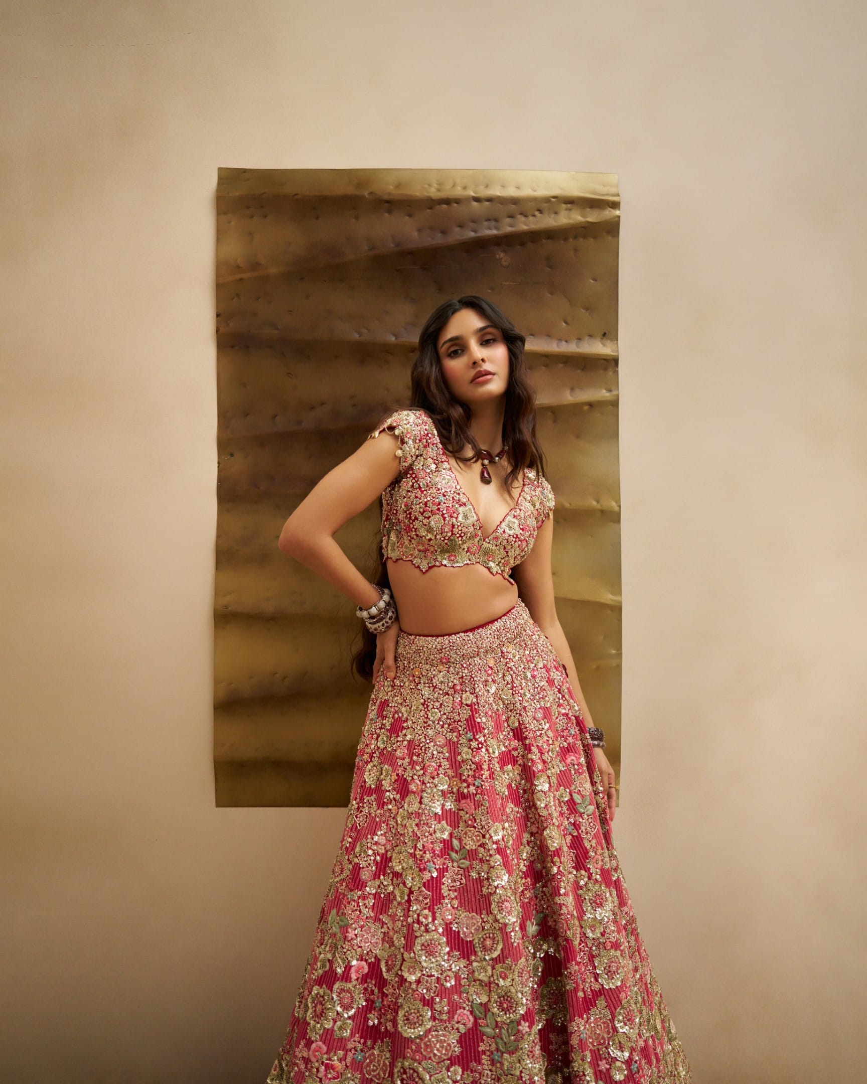 Deep Berry Blossom Bridal Lehenga Set