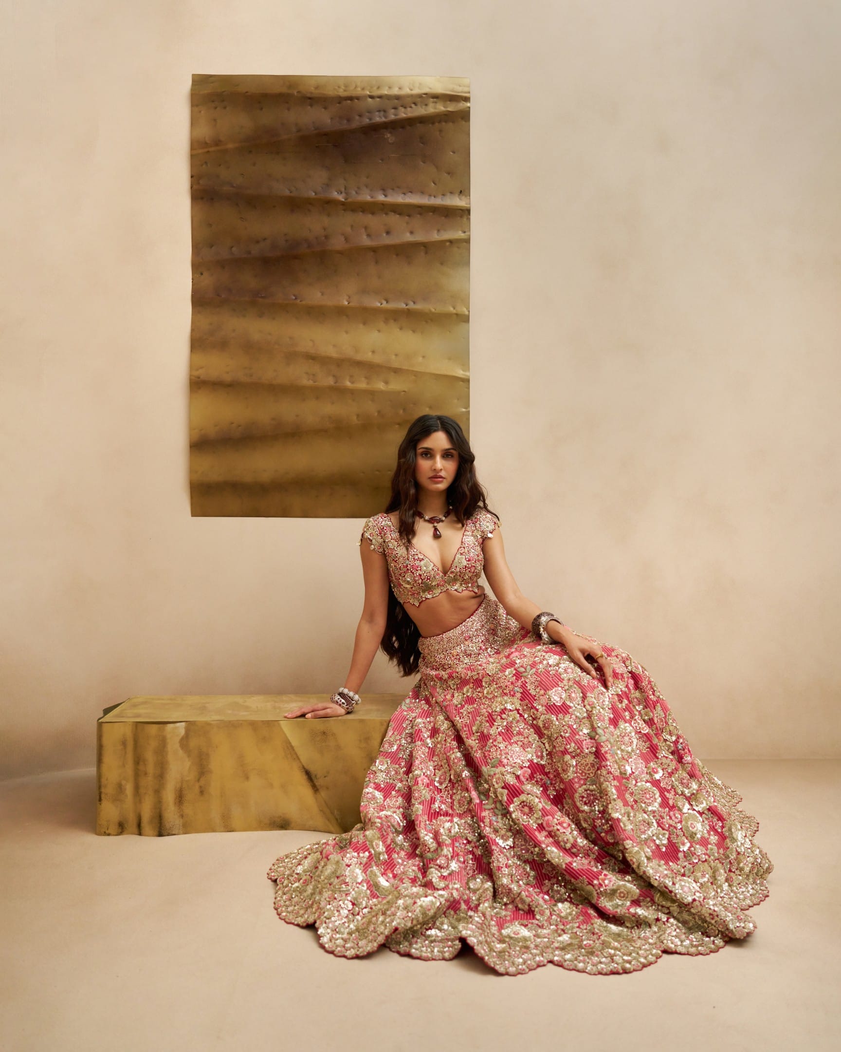 Deep Berry Blossom Bridal Lehenga Set