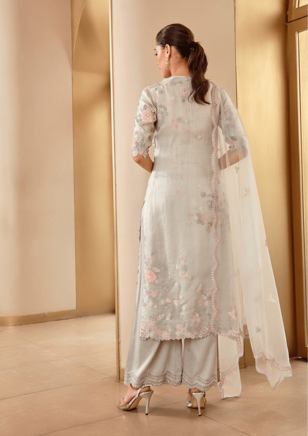 Grey Embroidered Suit