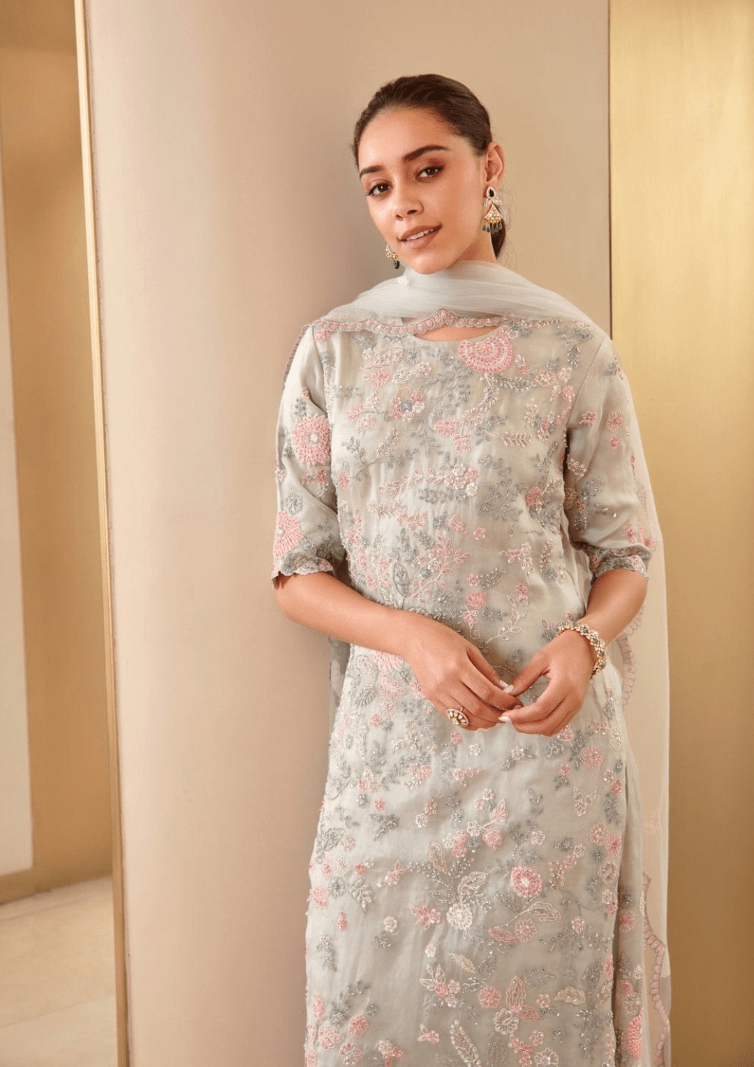 Grey Embroidered Suit