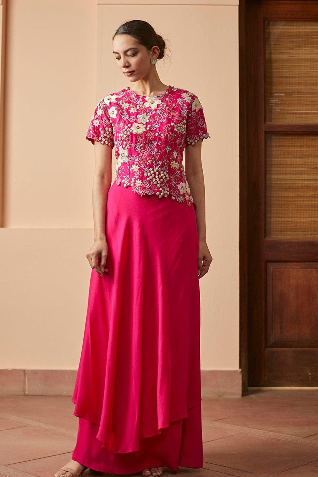 Gul Embroidered Crop Top and Skirt