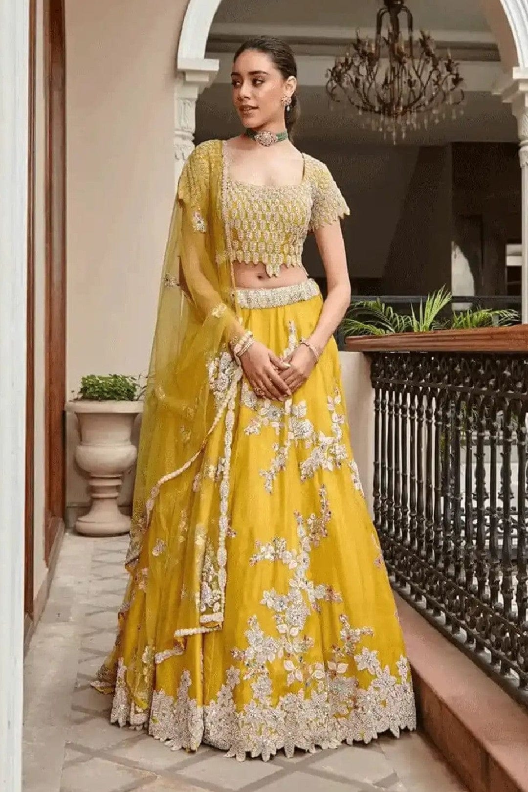 Honey Gold Embroidered Lehenga Set