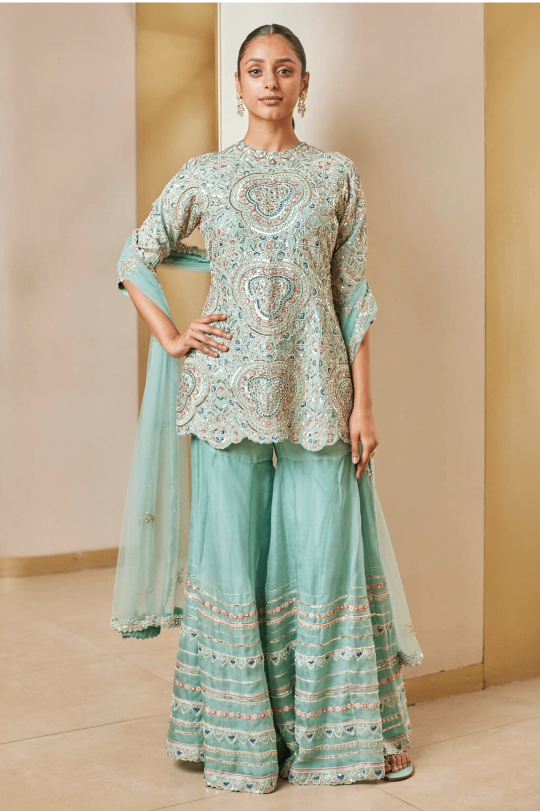Cadet Blue Sharara Suit