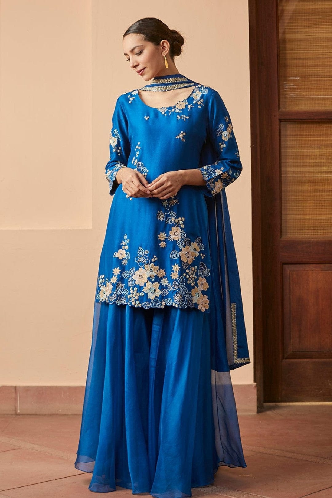 Leher Embroidered Sharara Set