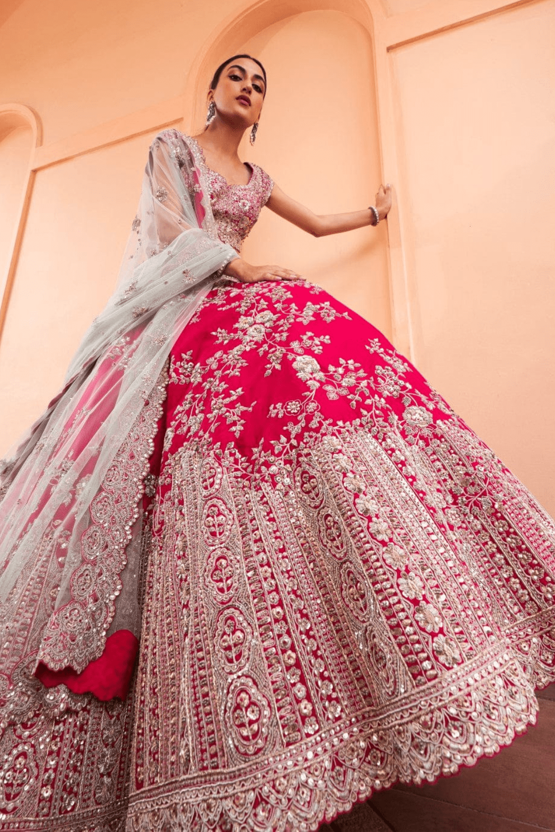 Cut Ruby Embroidered Lehenga Set