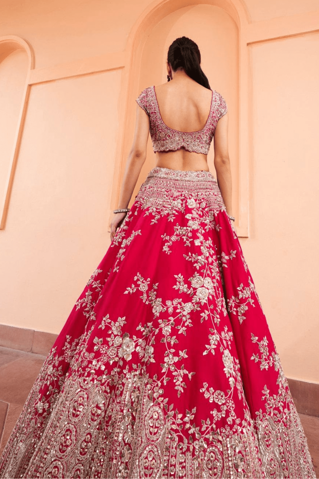 Cut Ruby Embroidered Lehenga Set
