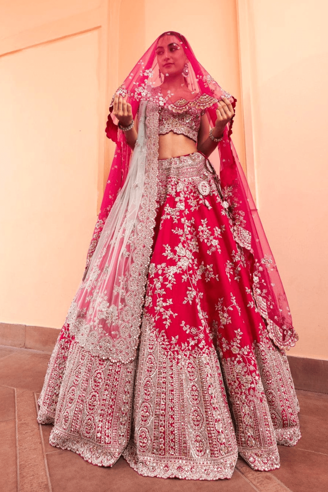 Cut Ruby Embroidered Lehenga Set