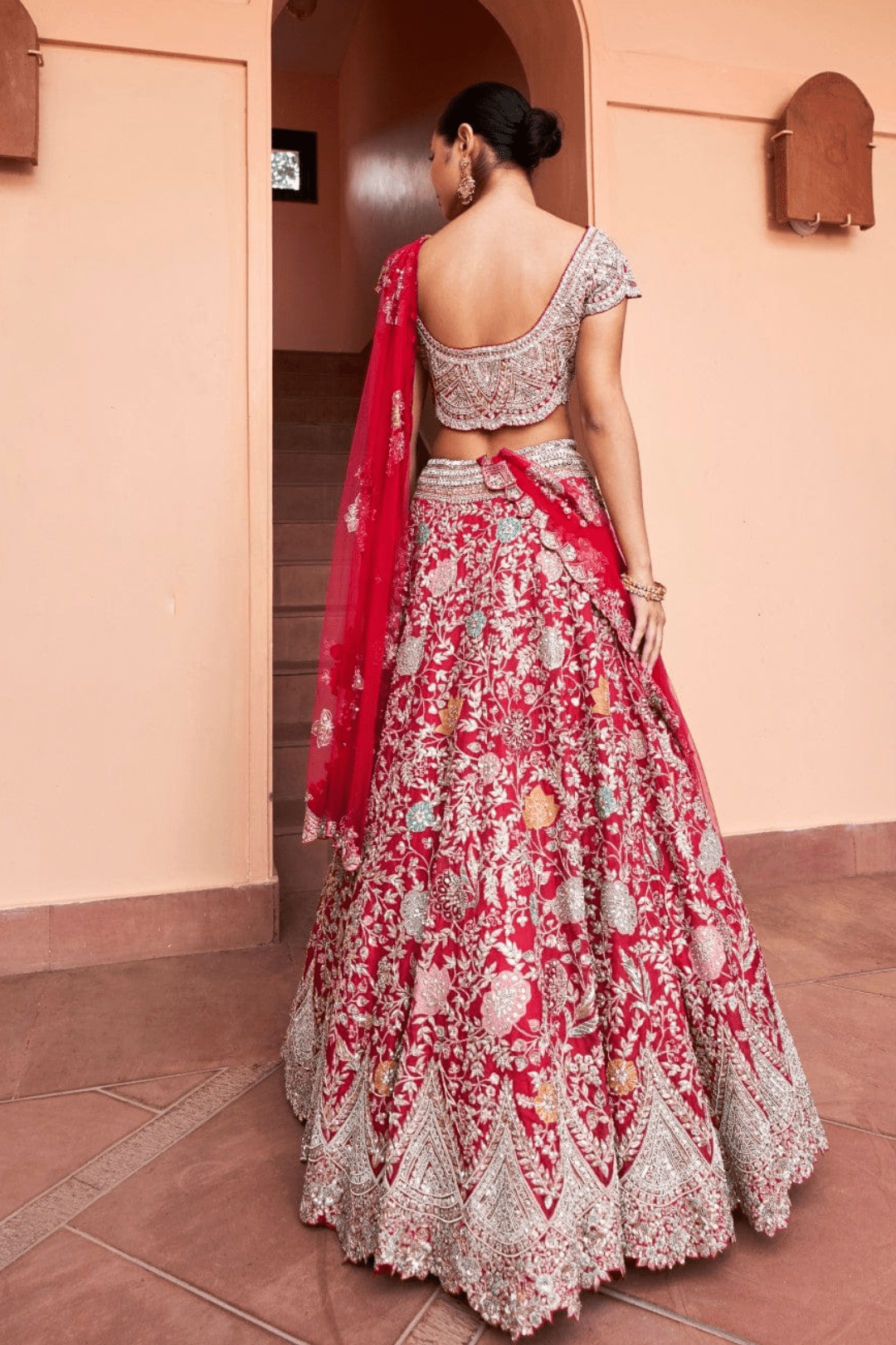 Cut Ruby Embroidered Lehenga Set