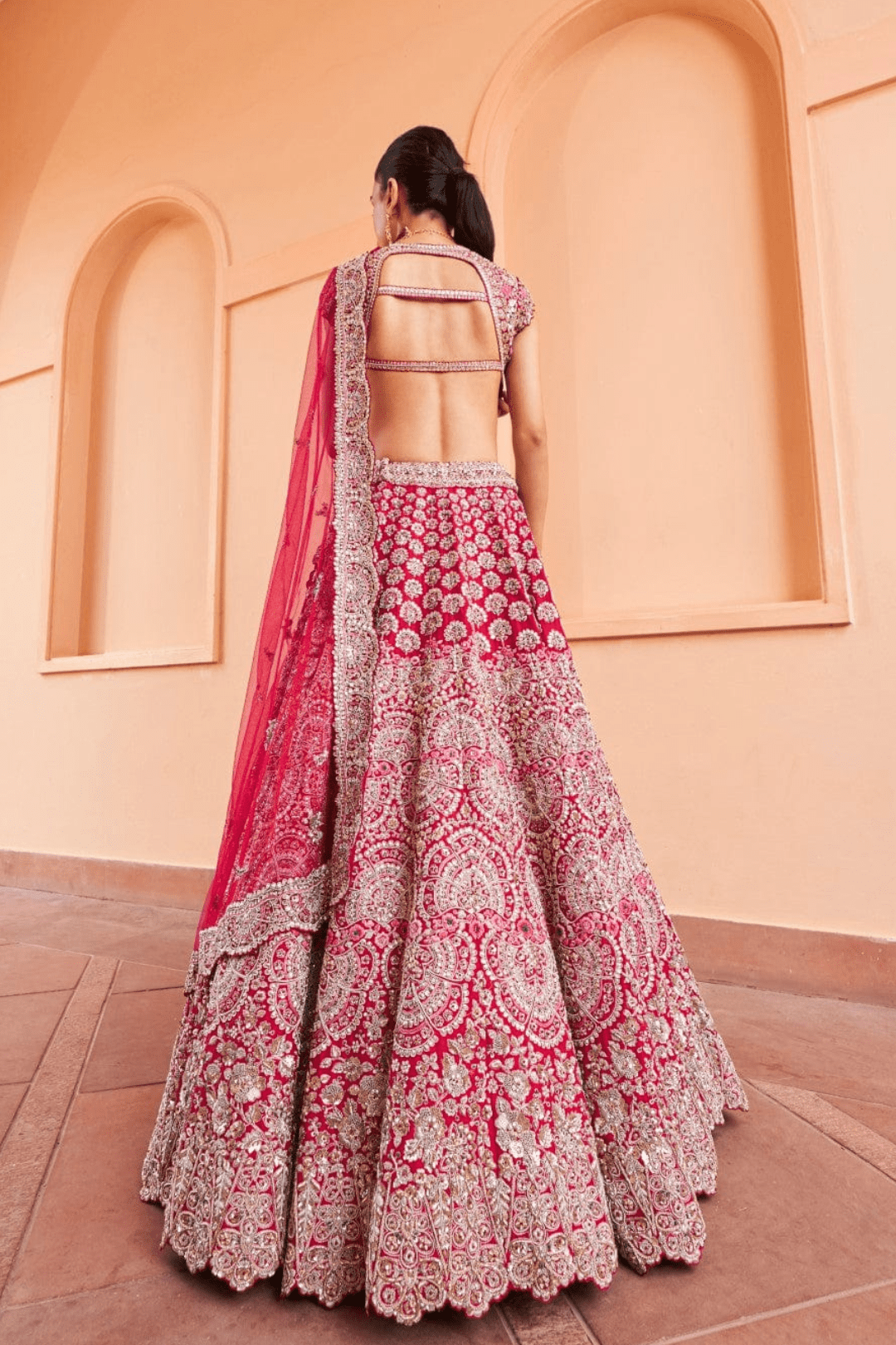 Cut Ruby Embroidered Lehenga Set