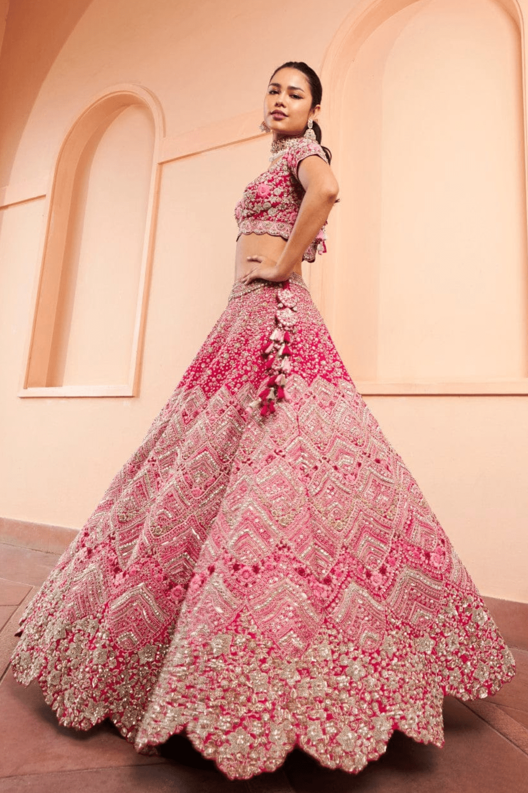 Scarlet Embroidered Lehenga Set