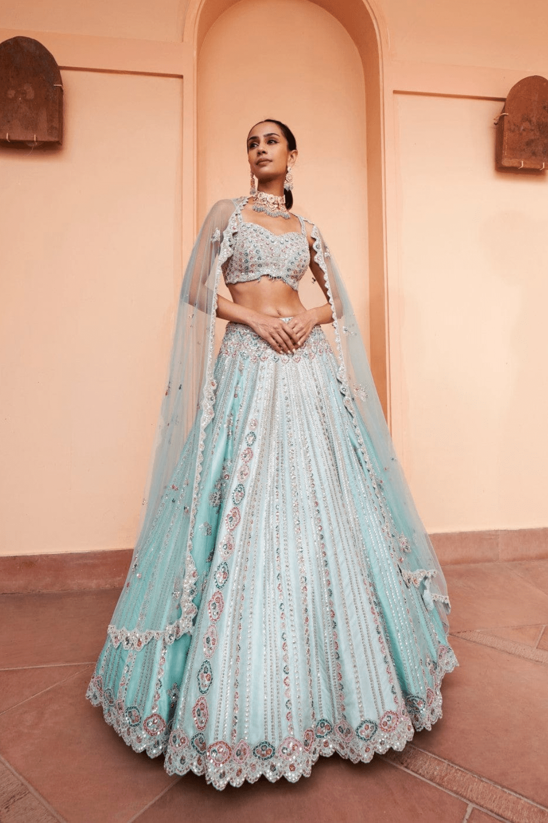 Powder Blue Chandelier Lehenga Set