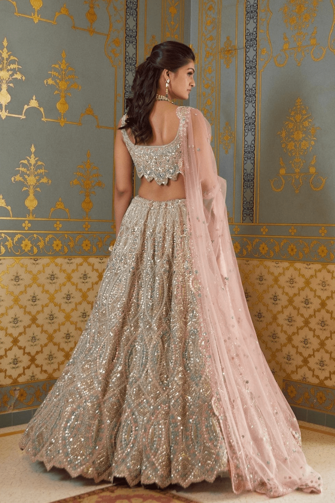 Grey Embroidered Lehenga