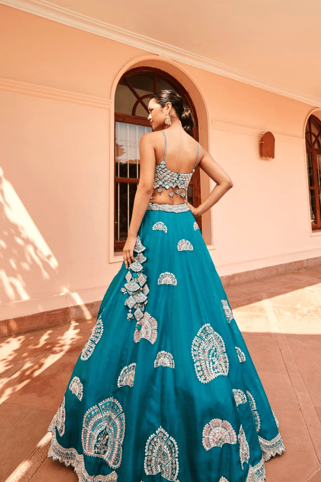 Pine Embroidered Lehenga