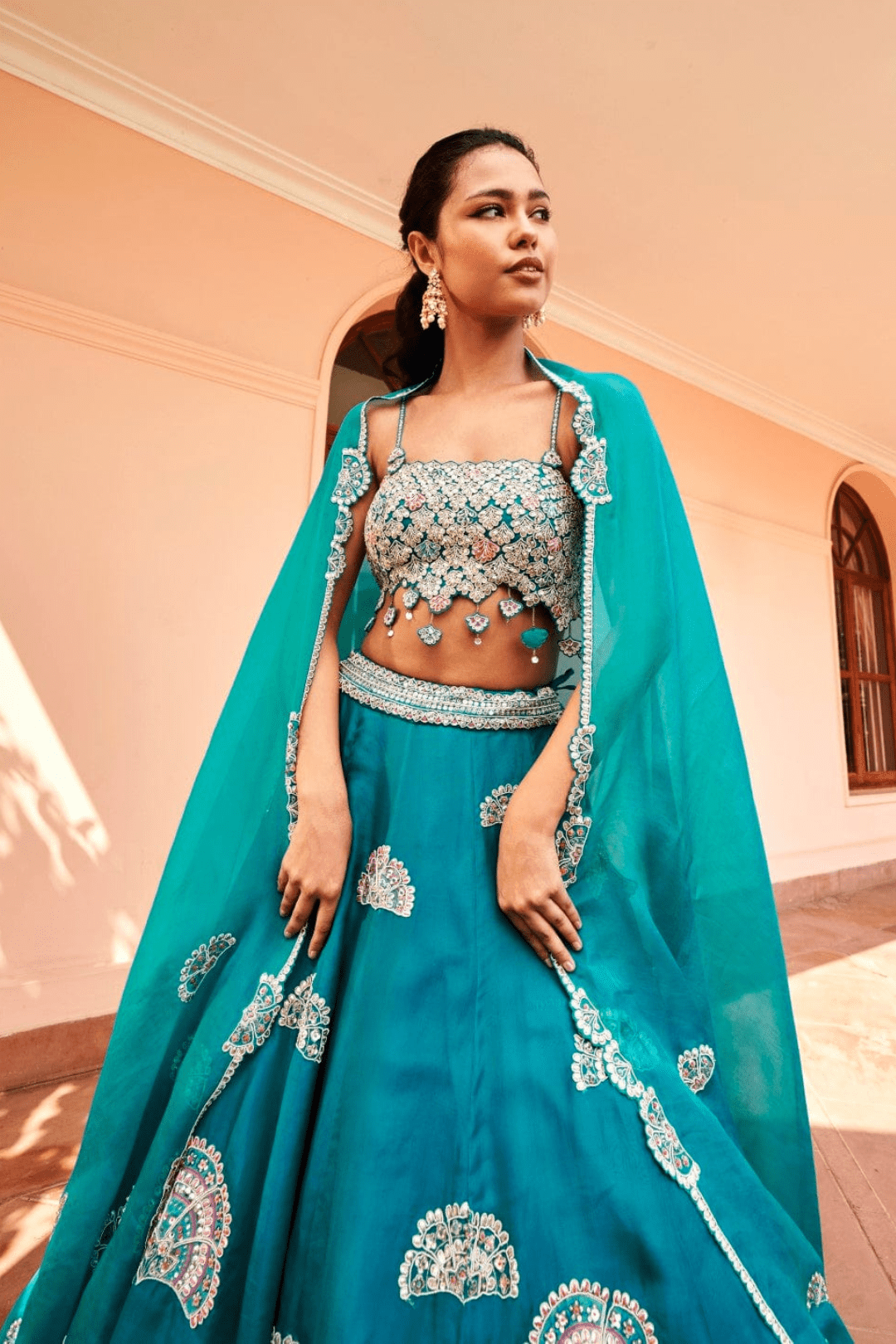 Pine Embroidered Lehenga