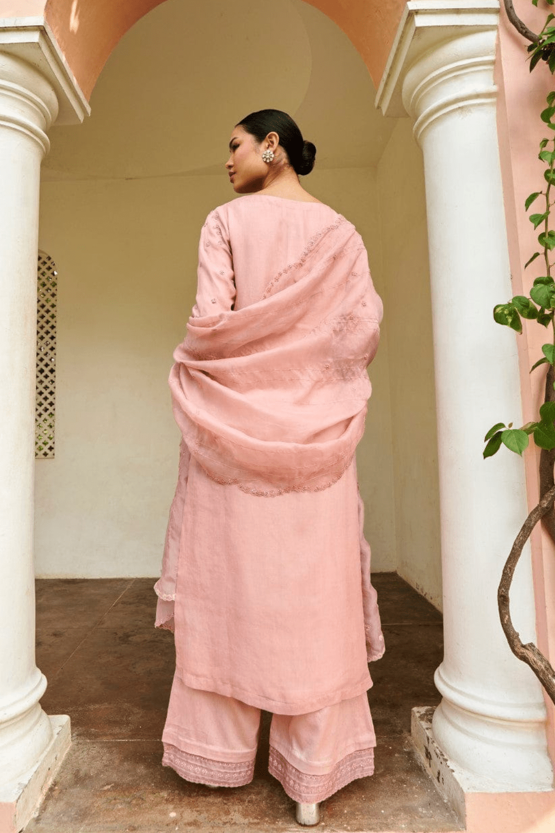 Dusty Pink Embroidered Suit Set