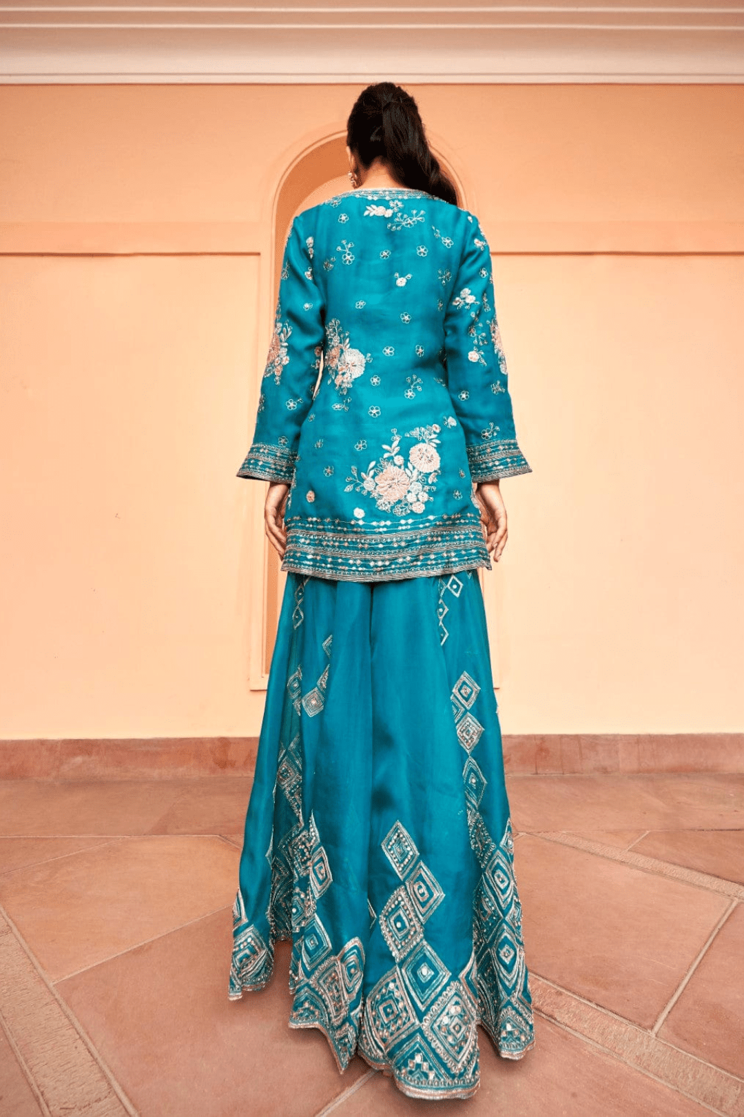 Pine Embroidered Sharara