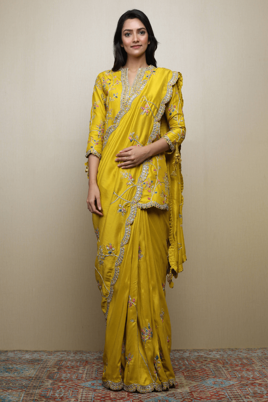 Koti style blouse with saree best sale