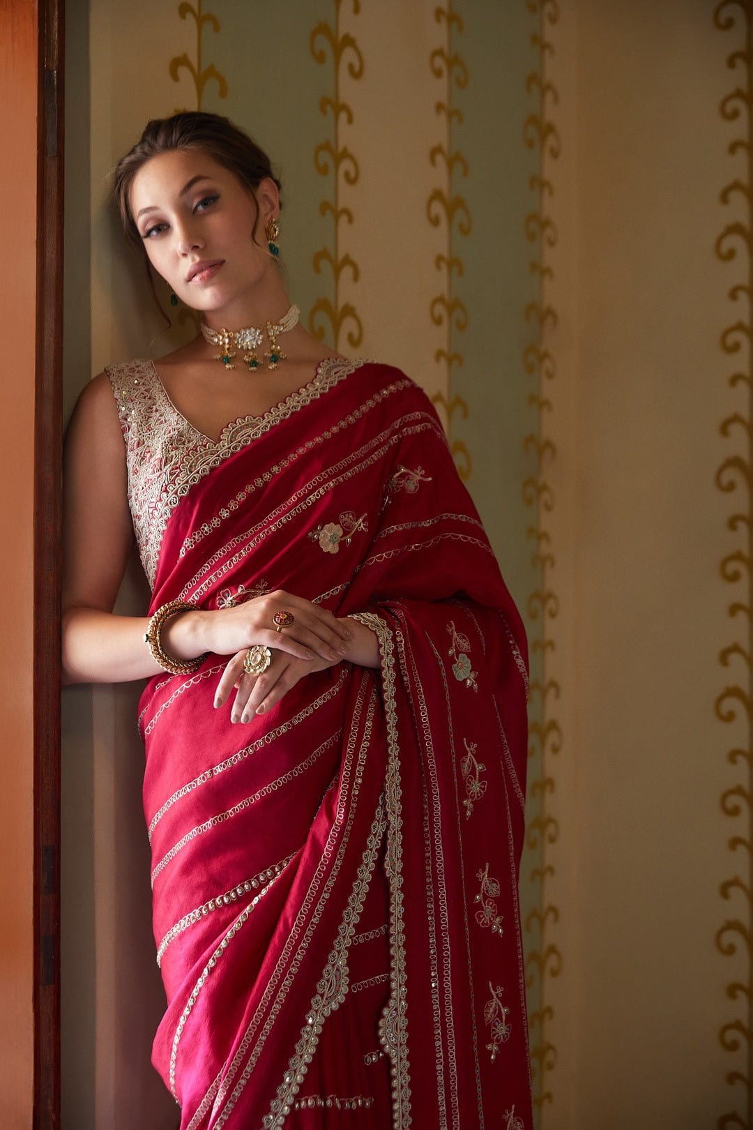 Scarlet Embroidered Saree