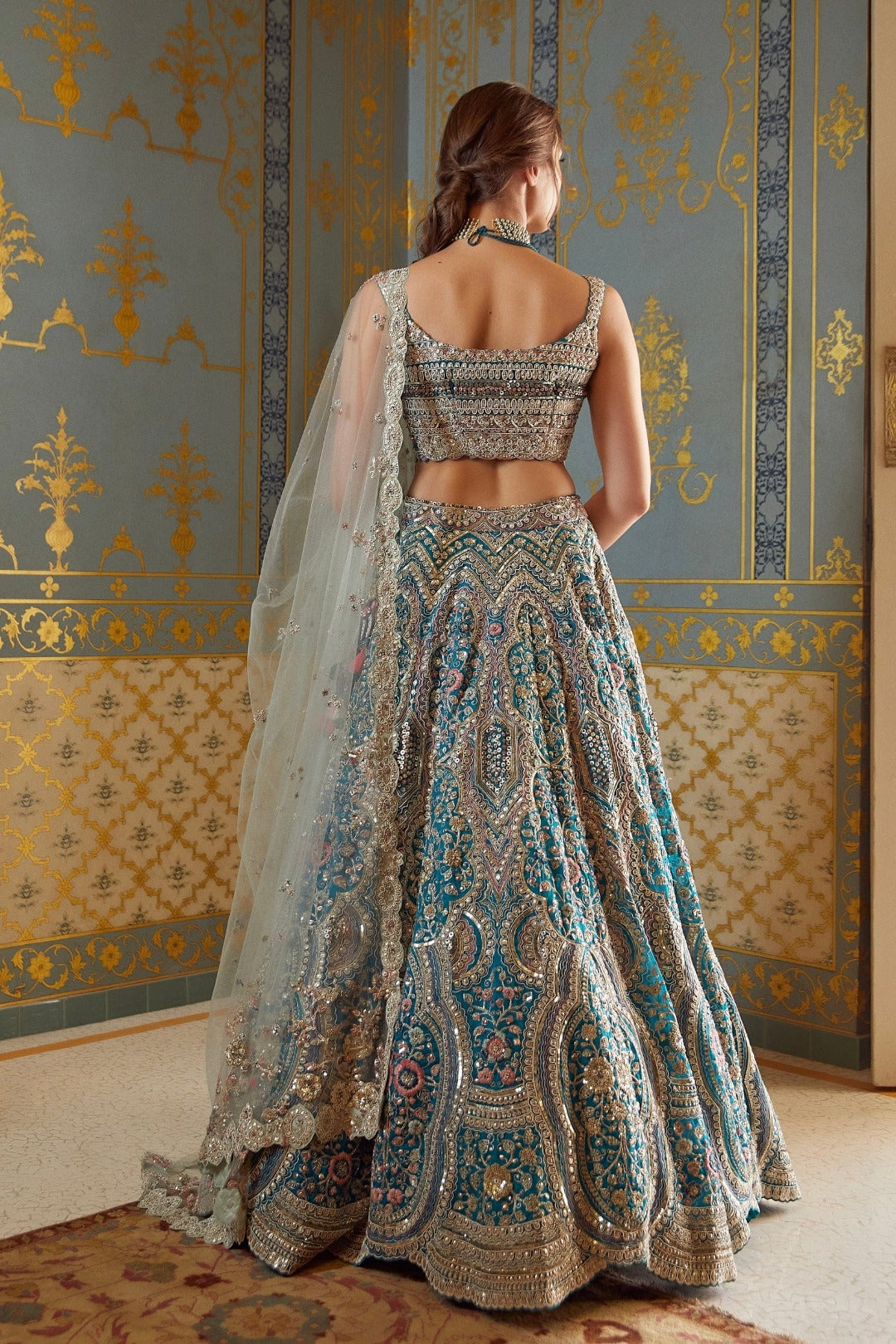 Pine Embroidered Lehenga