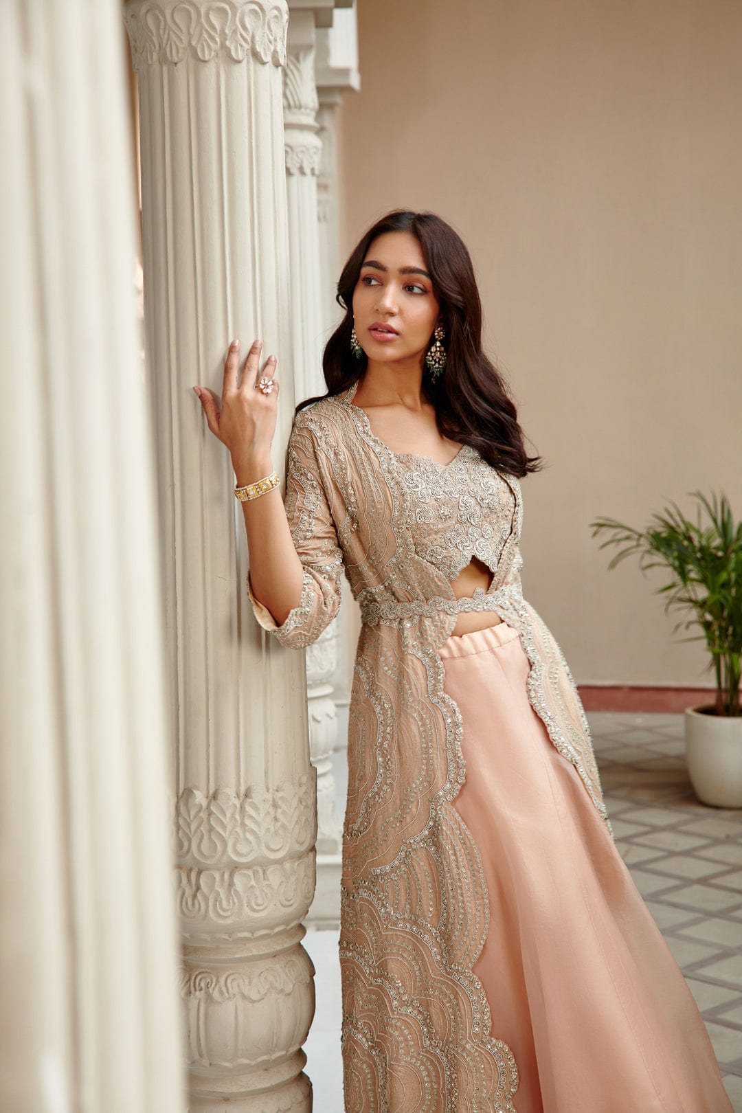 Sepia Rose Optical Embroidered Jacket Set